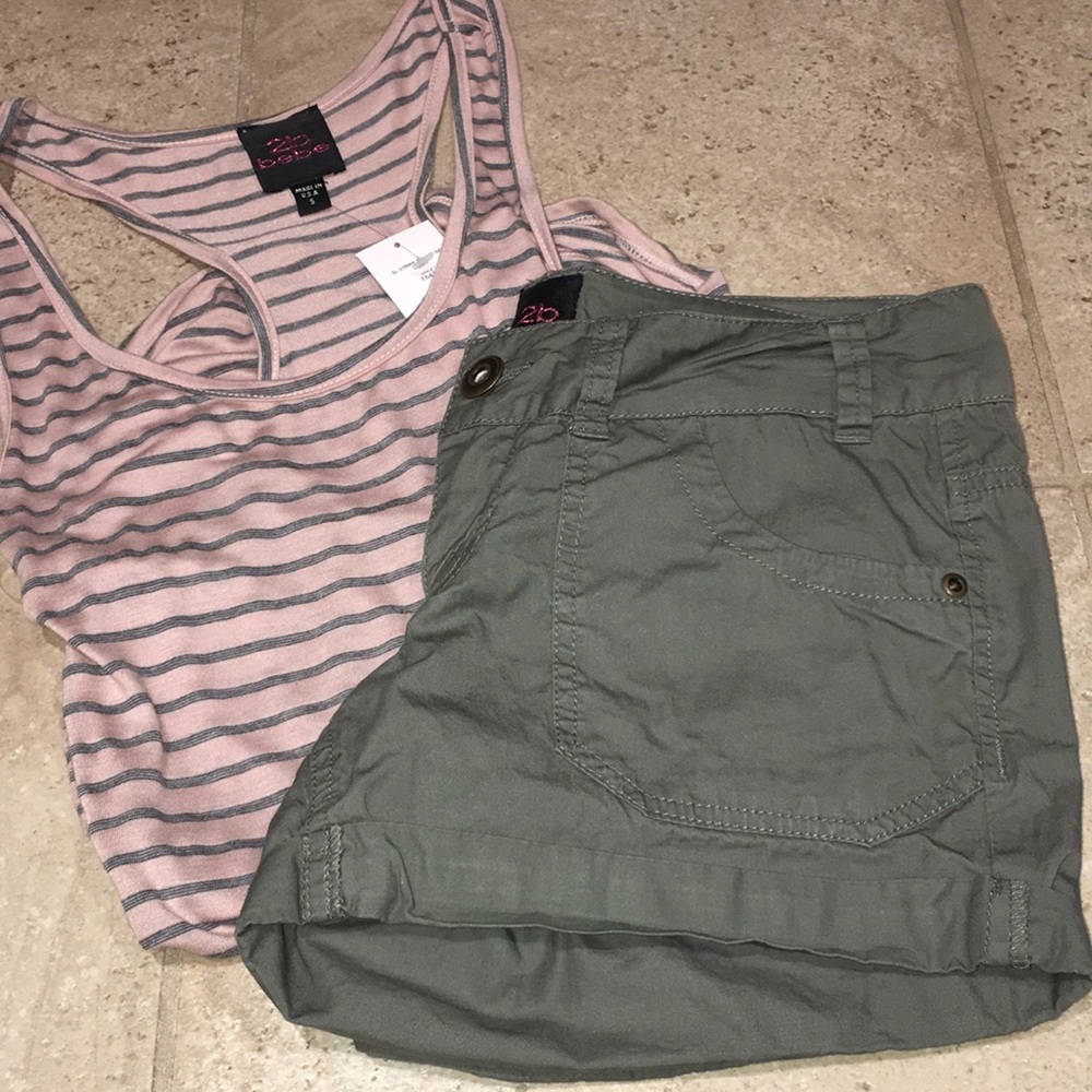 Bebe Small Army Green Shorts